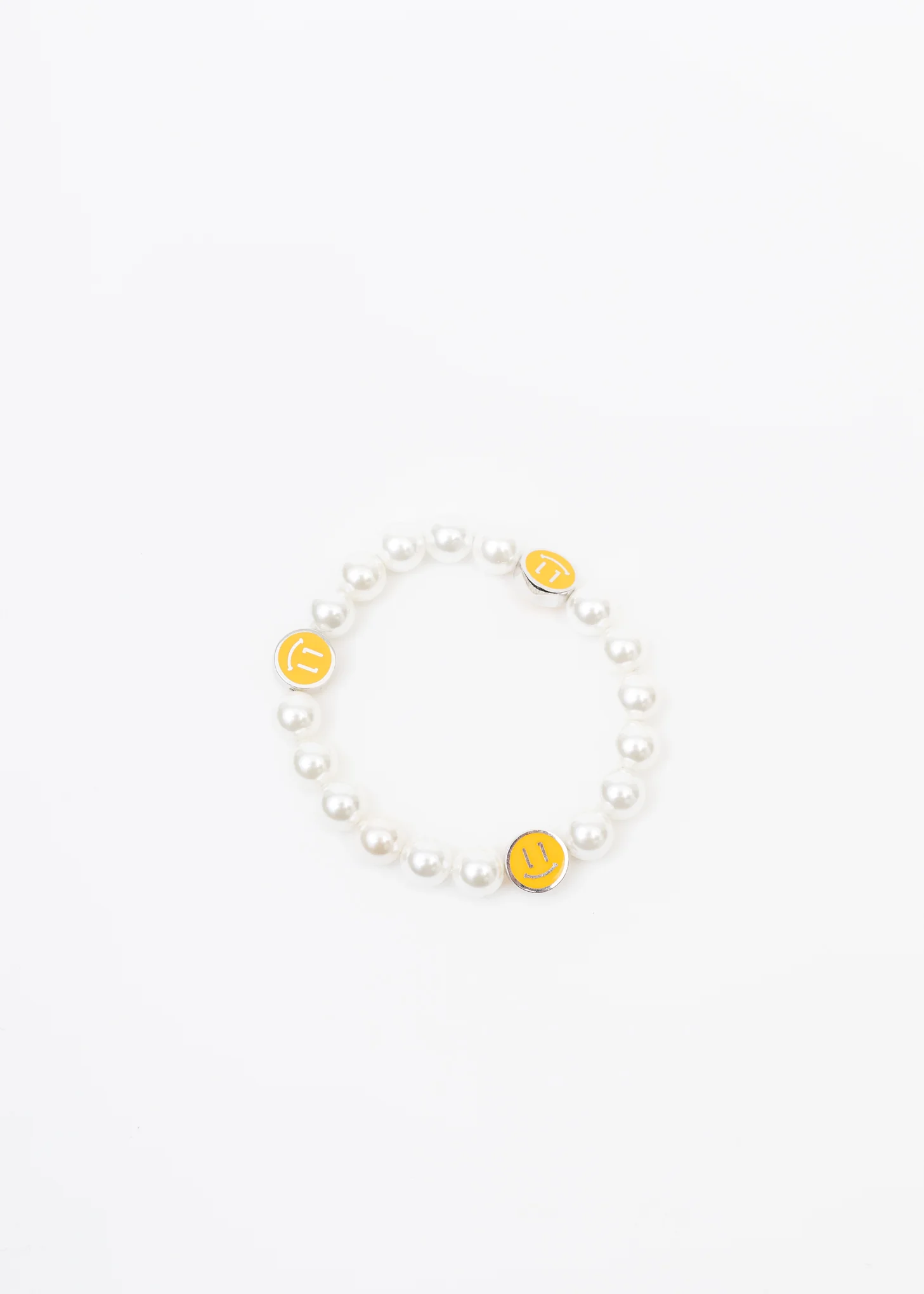 Yellow Smiley Faces And Pearls Bracelet