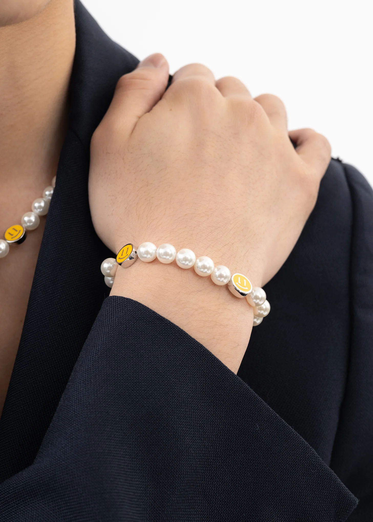 Yellow Smiley Faces And Pearls Bracelet - Image 4