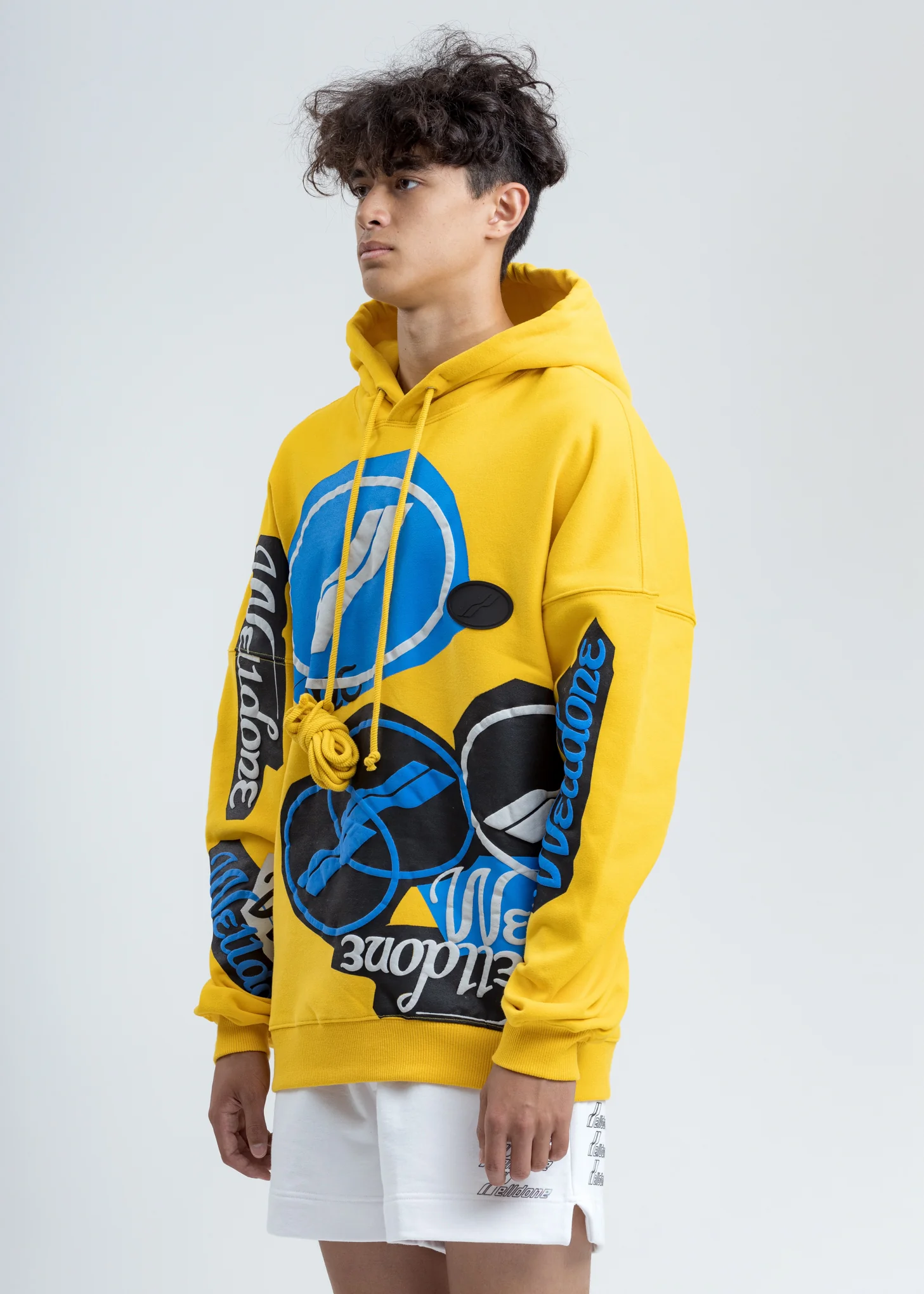 Yellow Stacked Logo Hoodie - Image 3