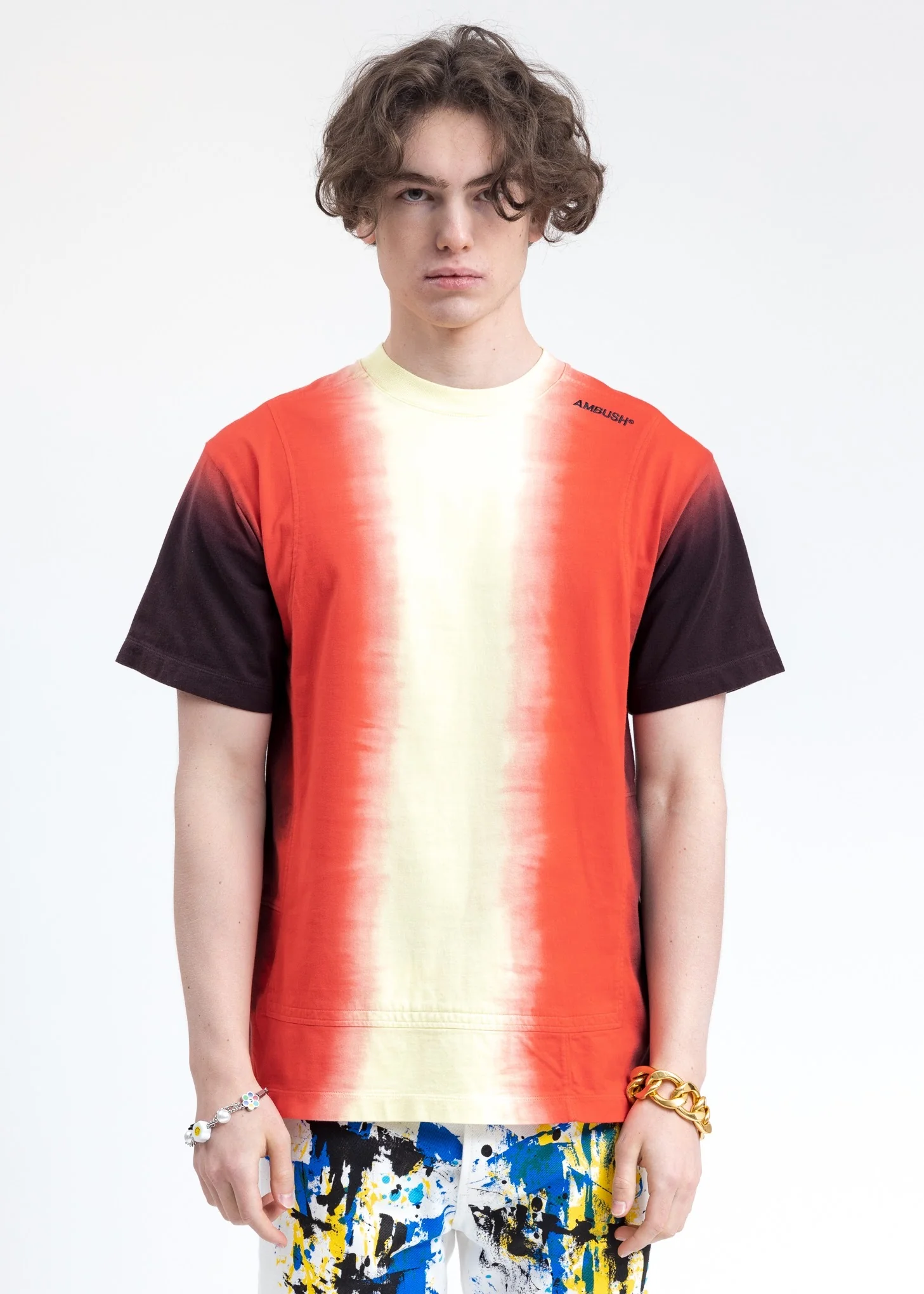 Yellow Tie Dye Paneled T-Shirt