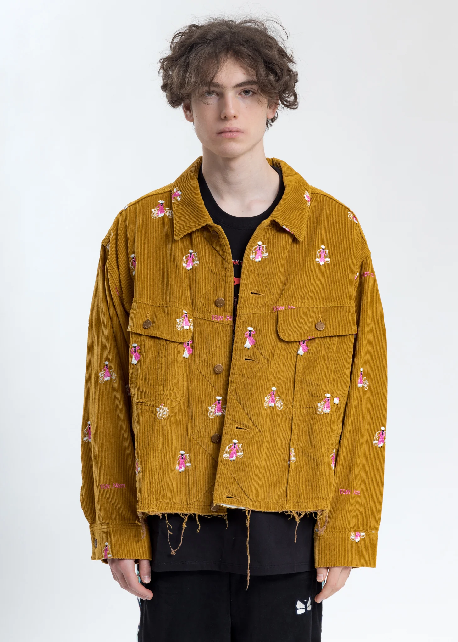 Camel Vietnam Embroidery Courduroy Jacket - Image 3