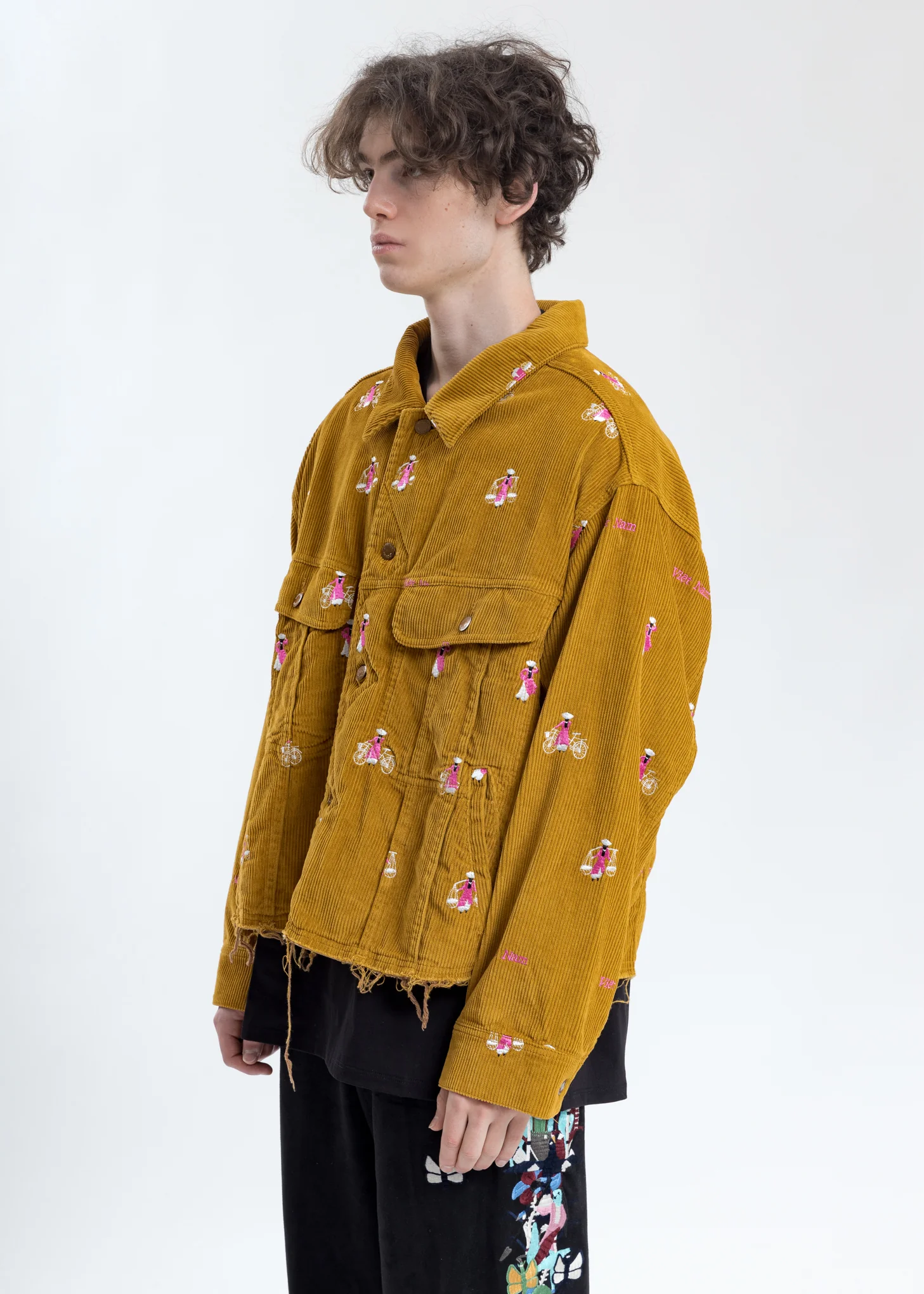 Camel Vietnam Embroidery Courduroy Jacket - Image 4