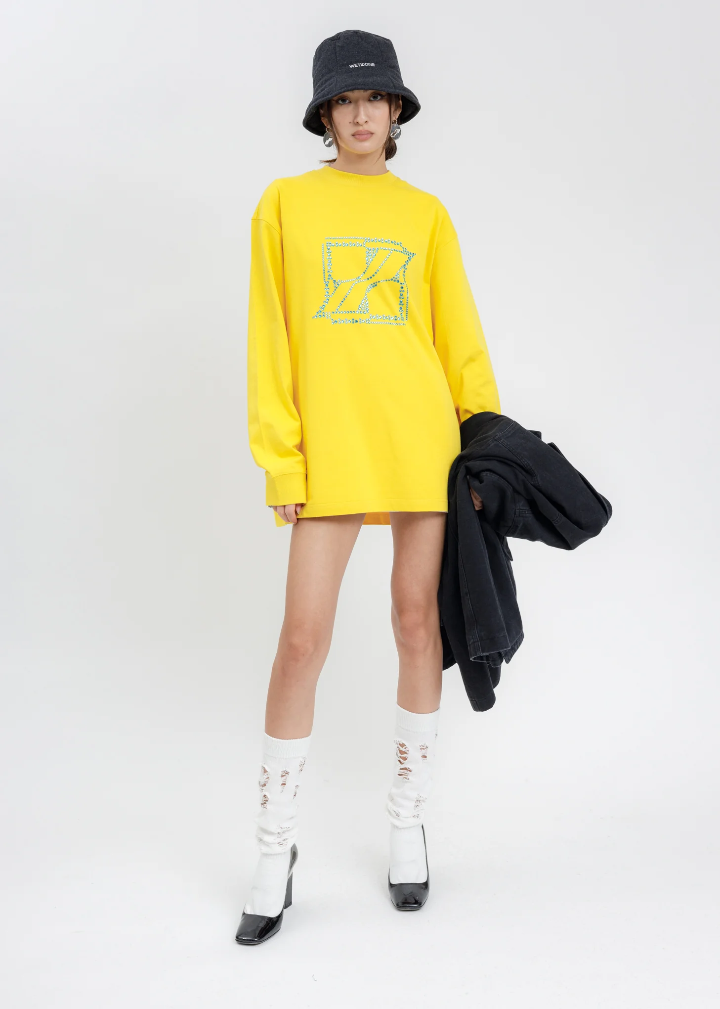 Yellow WE11DONE Crystal Logo Long Sleeves - Image 6