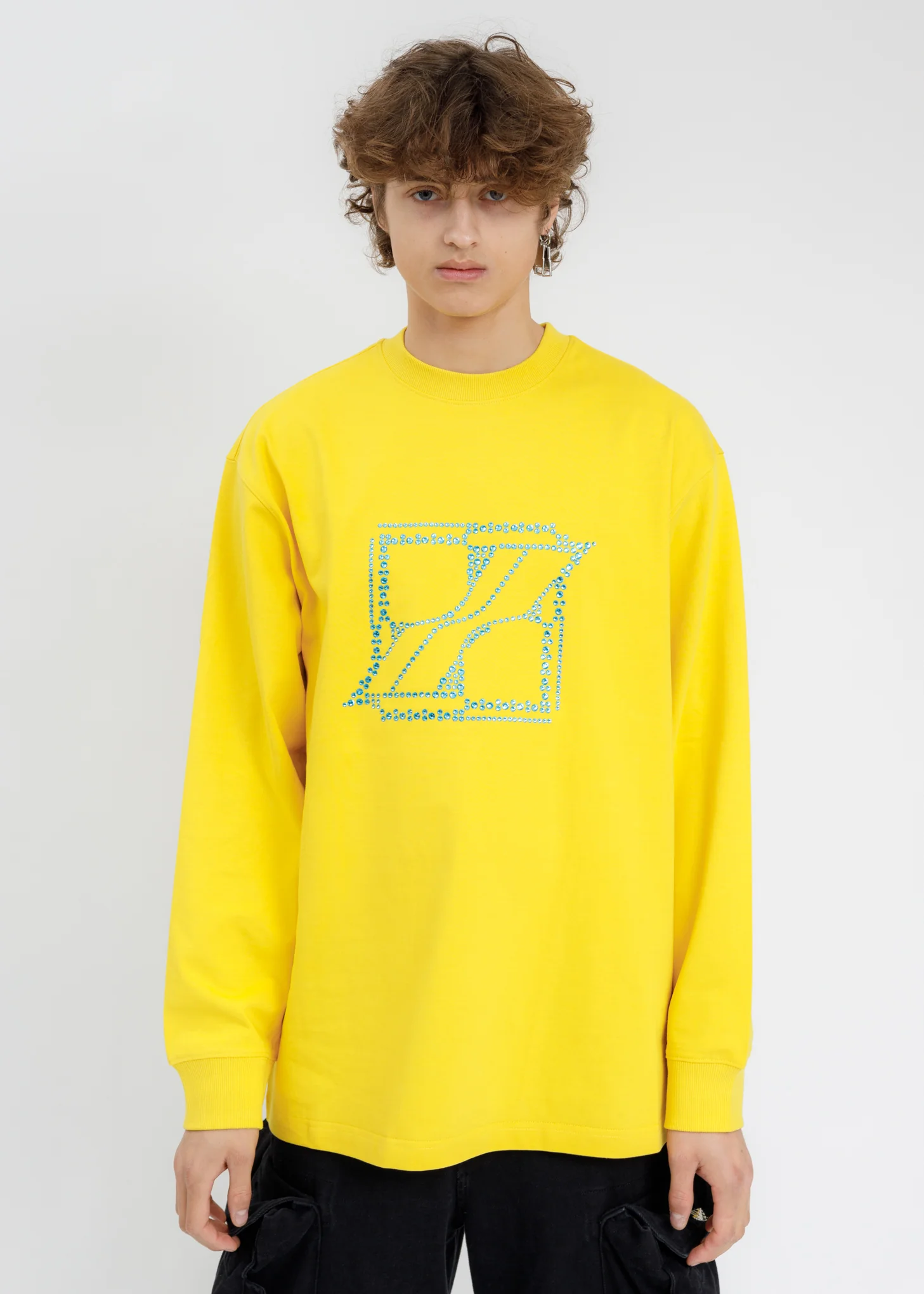 Yellow WE11DONE Crystal Logo Long Sleeves