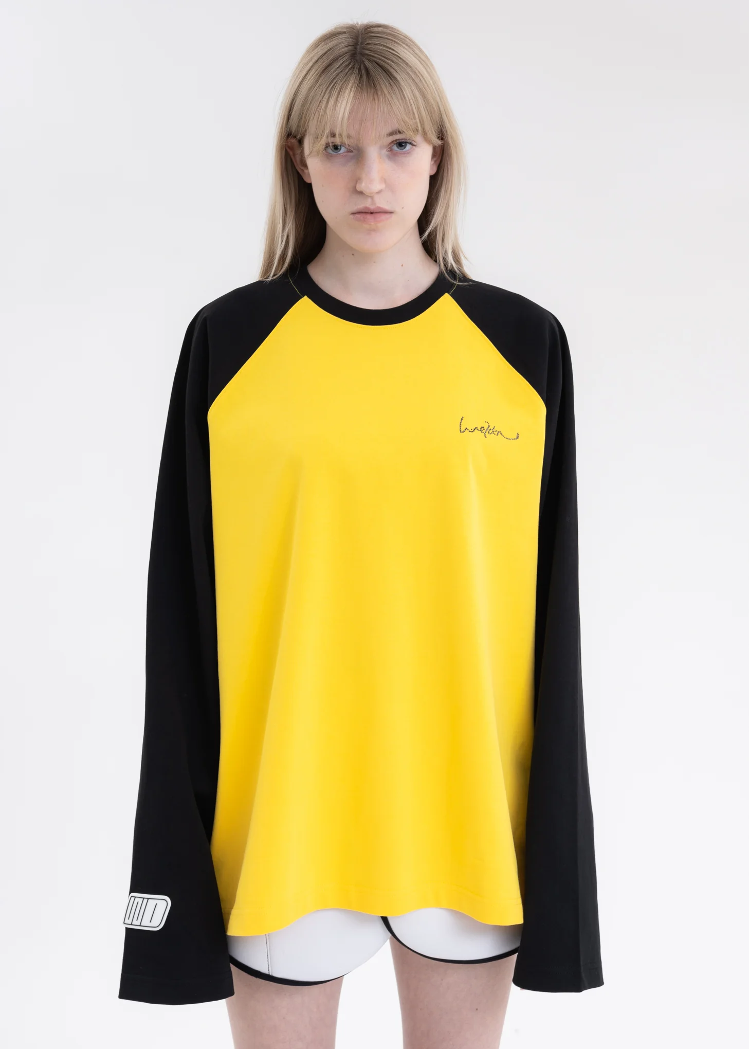 YELLOW WE11DONE LOGO RAGLAN LONG-SLEEVED T-SHIRT