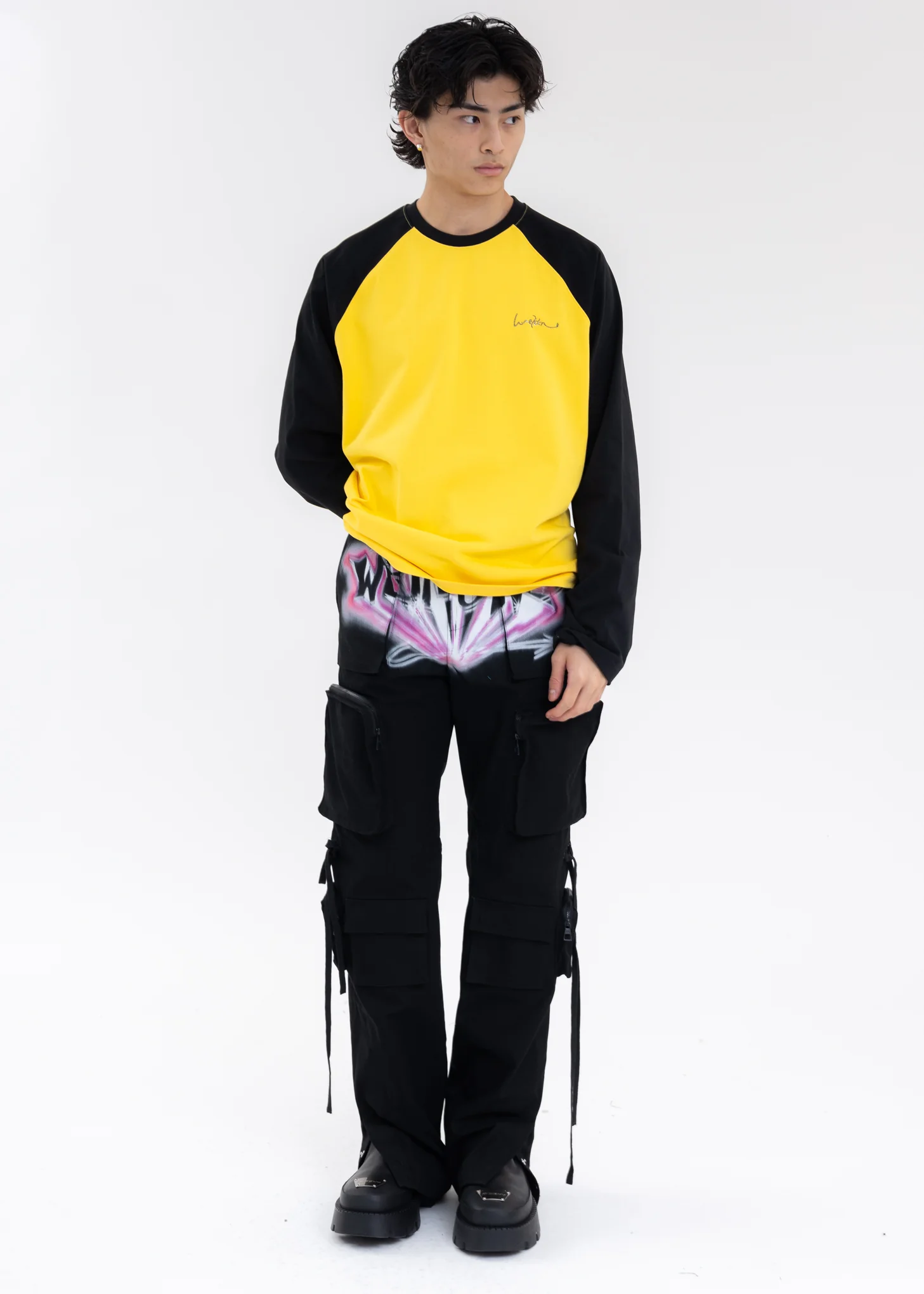 YELLOW WE11DONE LOGO RAGLAN LONG-SLEEVED T-SHIRT - Image 5
