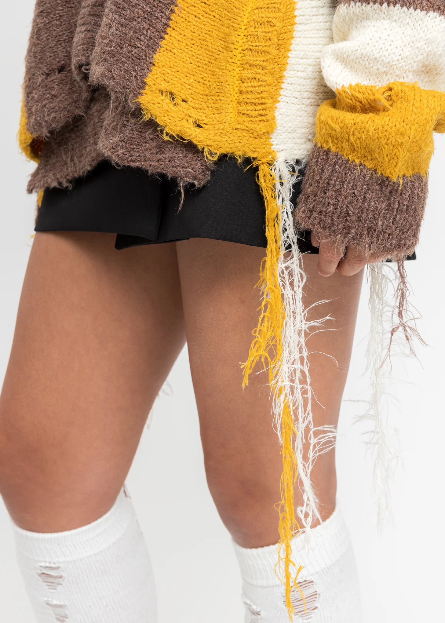 Yellow Zip Up Stripe Cardigan - Image 3