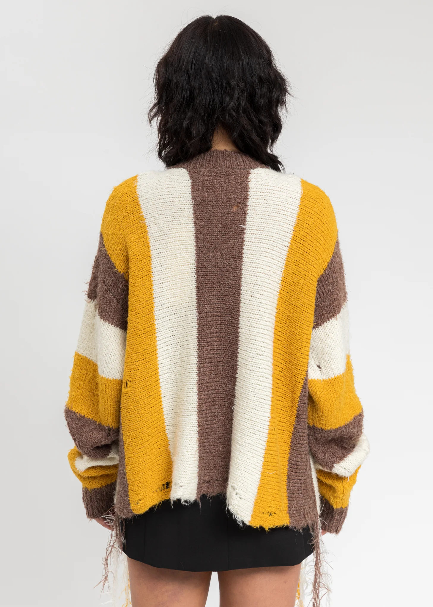 Yellow Zip Up Stripe Cardigan - Image 5